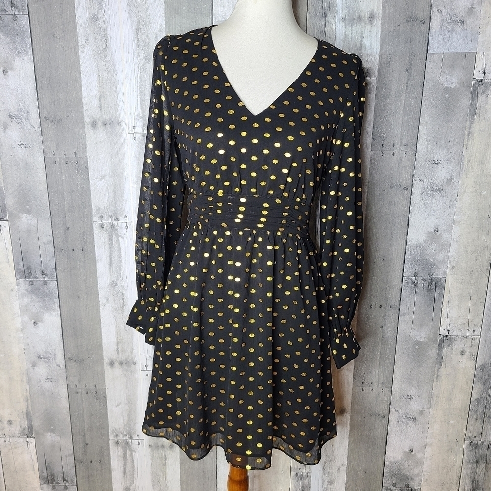 & Other Stories Size 4 Metallic Dotted Gathered Mini Dress